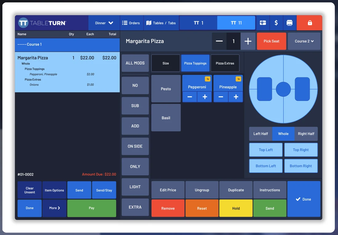 TableTurn POS for Pizzerias
